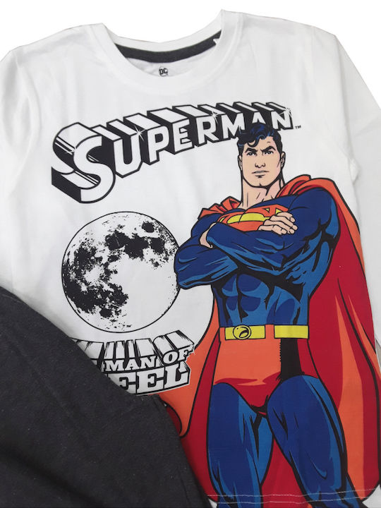 Disney Παιδική Πιτζάμα Χειμωνιάτικη Βαμβακερή Grey Superman Grey