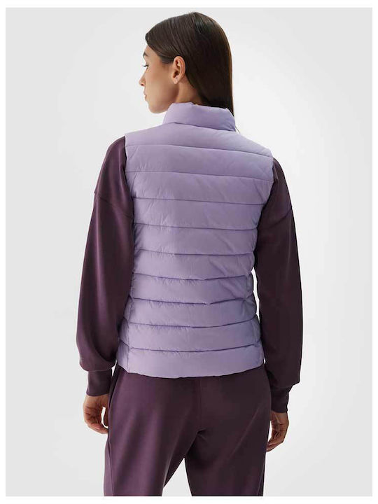 Women's Short Puffer Jacket for Spring or Autumn Purple