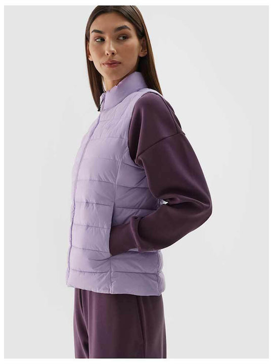 Women's Short Puffer Jacket for Spring or Autumn Purple