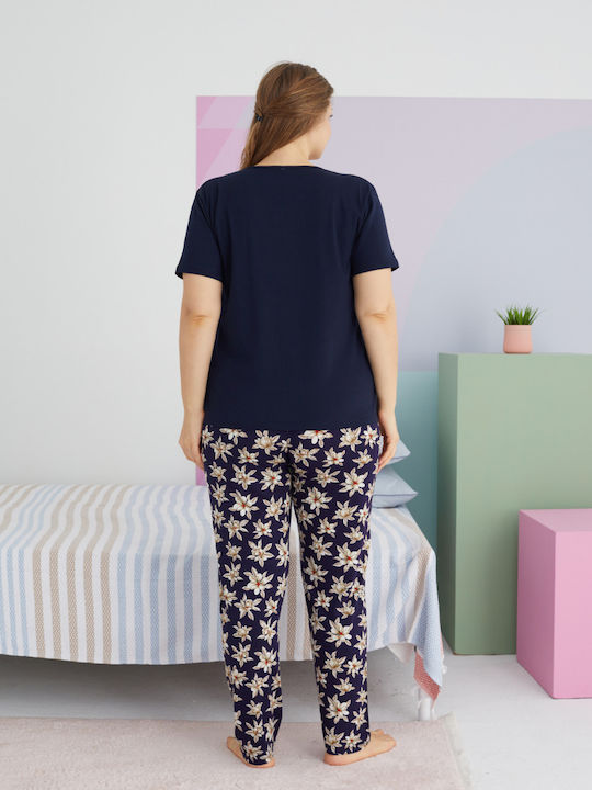 Sexen Summer Women's Pyjama Set Cotton Navy Blue