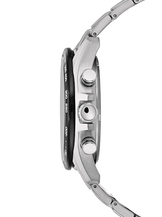 Citizen Ανδρικό Ρολόι 43mm Χρονογράφος Eco - Drive με Ασημί Μεταλλικό Μπρασελέ