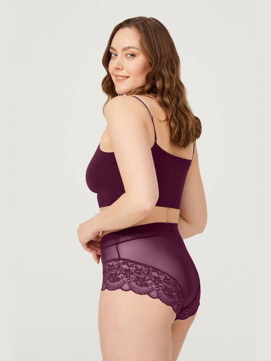 CottonHill Lana High-waisted Women's Slip with Lace Purple