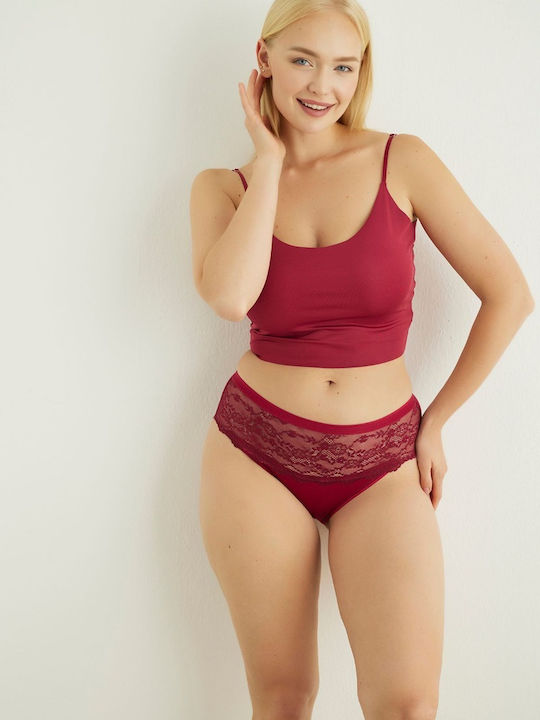 Femeie Slip cu Dantelă Burgundy