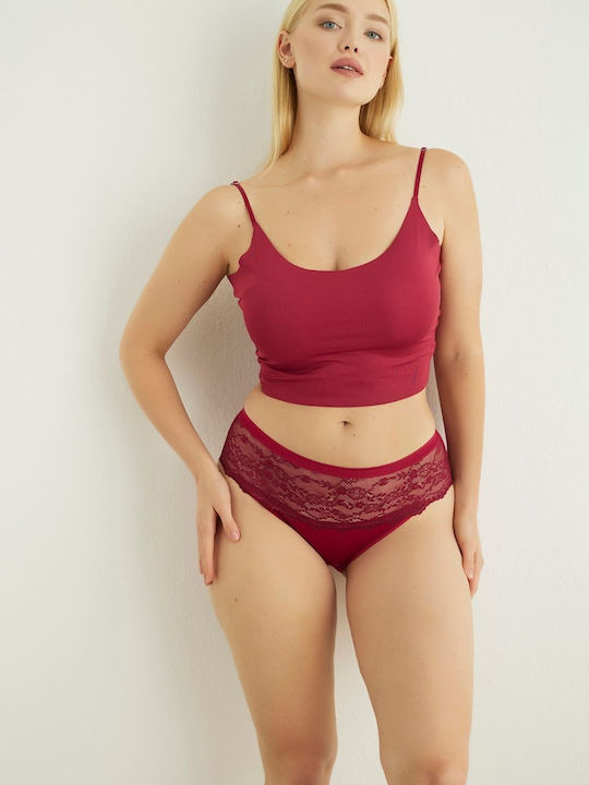 Femeie Slip cu Dantelă Burgundy