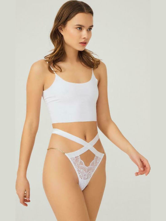 Amelie Damen Zeichenfolge mit Spitze Weiß
