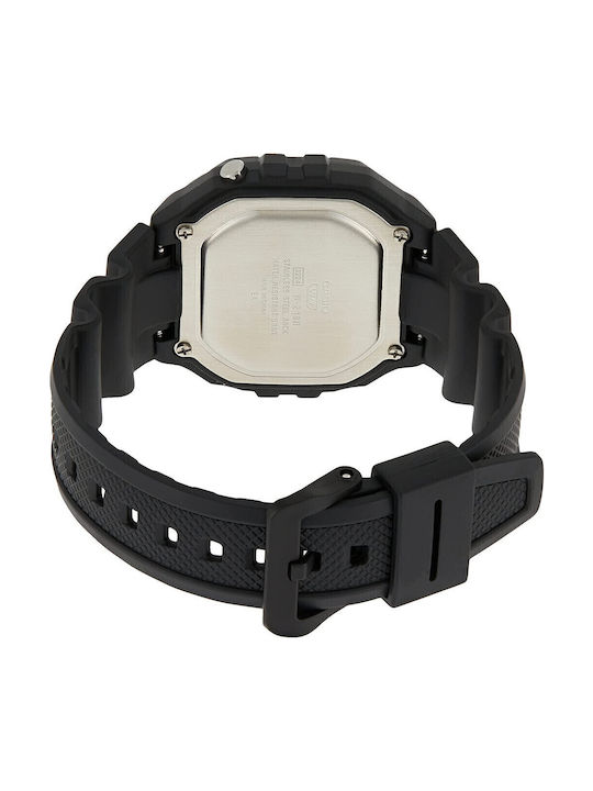 Casio Ψηφιακό Ανδρικό Ρολόι 43.2mm Χρονογράφος Μπαταρίας με Μαύρο Καουτσούκ Λουράκι