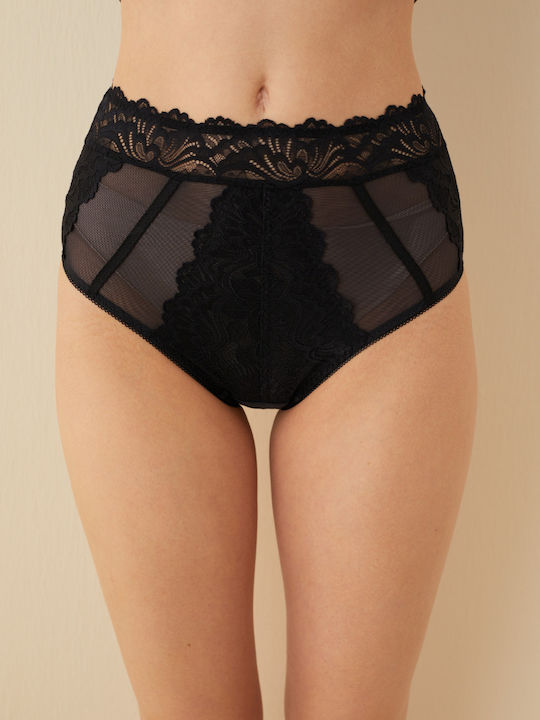 Hochtailliert Damen Slip Black