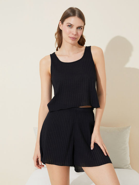 Siyah Inci Summer Women's Pyjama Set Black