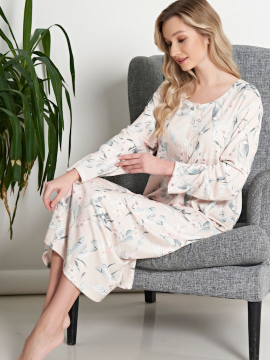 Pijadore Winter Women's Nightdress Salmon