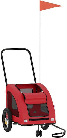 vidaXL Fahrradanhänger für Hunde bis 30kg Rot L125xB53xH52cm.