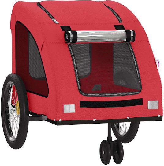 vidaXL Fahrradanhänger für Hunde bis 30kg Rot L125xB53xH52cm.