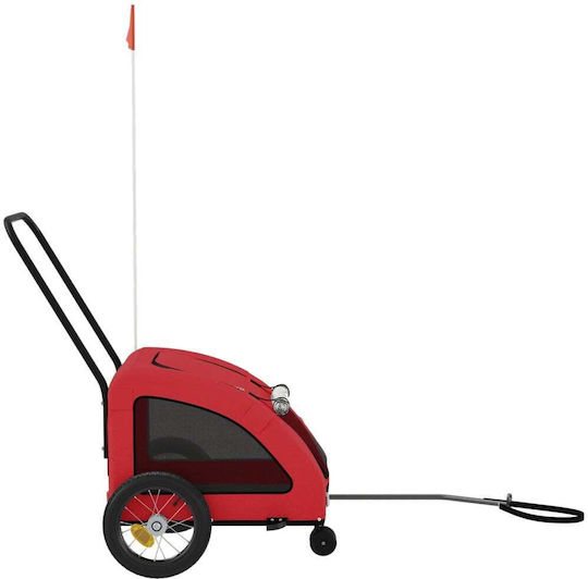 vidaXL Fahrradanhänger für Hunde bis 30kg Rot L125xB53xH52cm.