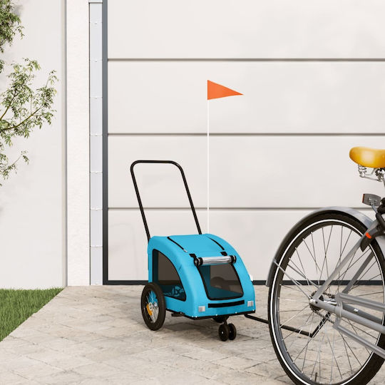 vidaXL Remorcă bicicletă pentru transport câine până la 30kg Albastru M125xL53xA52cm.