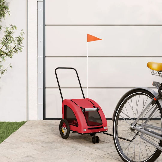 vidaXL Fahrradanhänger für Hunde bis 30kg Rot L125xB53xH52cm.