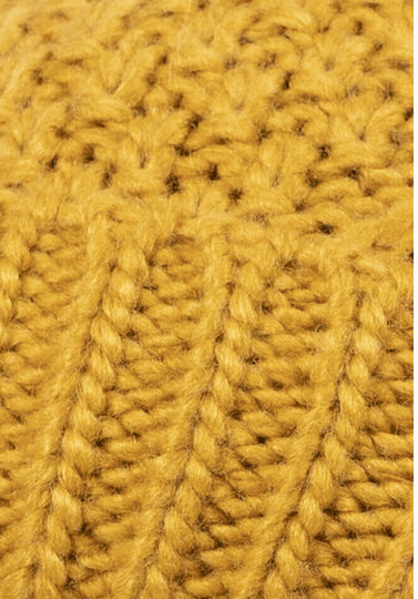 Pom Pom Beanie Γυναικείος Σκούφος Πλεκτός σε Κίτρινο χρώμα
