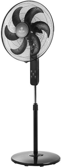 Estia Bow Ανεμιστήρας Ορθοστάτης 75W Διαμέτρου 45cm με Τηλεχειριστήριο Μαύρος