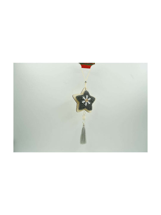 Hanging Ornament Star Wooden Black 9.5x25cm