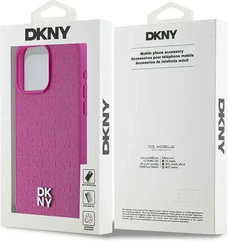 Dkny Pu Кожен Калъф с Повтарящ се Мотив на Лого Stack Magsafe за Iphone 15 Pro Max Розов