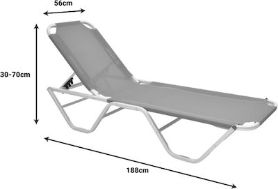 460037 Dessie 5-Position verstellbarer Sonnenliegestuhl von Pakoworld, stapelbar aus Aluminium mit Textilene in Elfenbein, 56x188x30cm