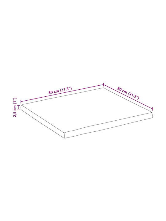 vidaXL Square Table Surface made of Solid Wood Mango 80x80x2.5cm 370722 1pcs