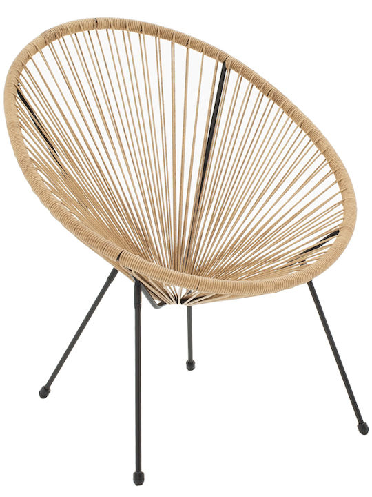 Outdoor Armchair Rattan Acapulco Black-natural Shade 71x76x85cm