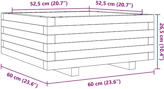 vidaXL Garden Planter Box Wooden Brown 50x50x26.5cm.