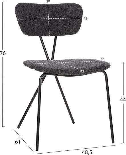 Scaune Sala de mese Dory 48.5x61x76buc 4buc Gri Scaune Sala de mese Dory 48.5x61x76buc 4buc Gri