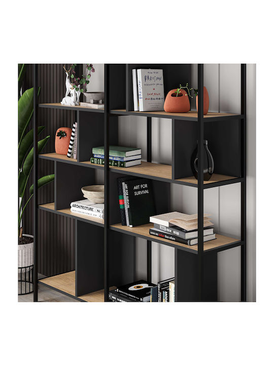 Библиотека Maxi Sapphire Oak - Копринен Черен 144x35x175см