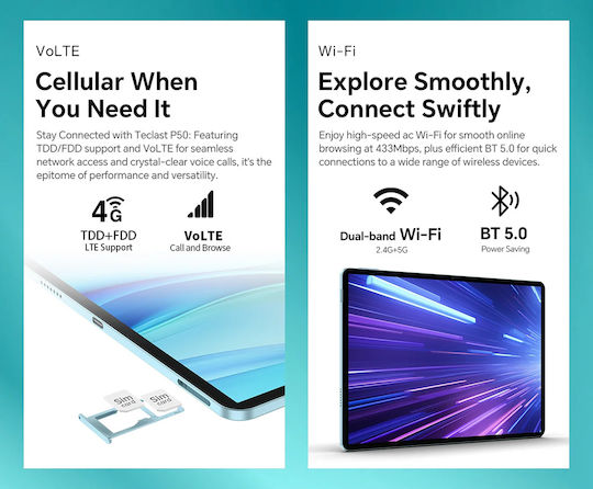 Teclast P50 4G 11" Tablet (6GB/128GB) Μπλε