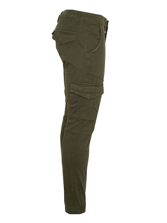 Van Hipster Men's Trousers Cargo Elastic in Regular Fit Green