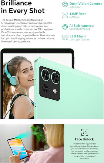 Teclast M50 Mini 4G 8.7" Tablet (6GB/128GB) Πράσινο