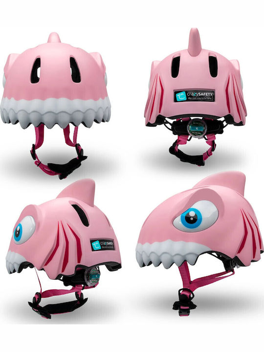 Crazy Safety Pink Shark Παιδικό Κράνος για Ποδήλατο Πόλης Ροζ