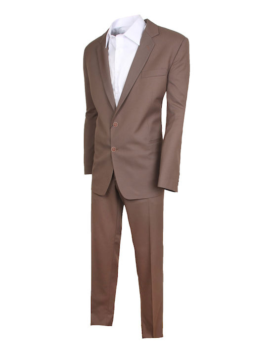 Stefansxxl Men's Suit Regular Fit Brown