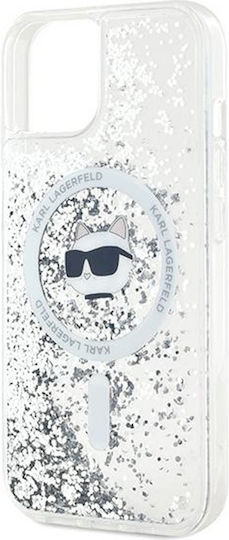 Karl Lagerfeld Liquid Glitter Choupette Umschlag Rückseite Silikon / Kunststoff Transparent (iPhone 14)