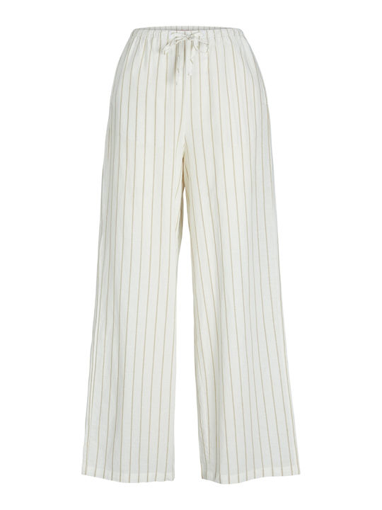 Femei Talie înaltă Din material textil Pantaloni cu elastic cu Croială Normală Albă