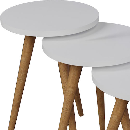 Round Side Table Perjene Wooden White L36.5xW36.5xH51cm.