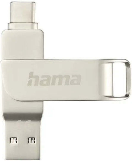 HAMA Pro" 256GB USB 3.0 Stick cu conexiune USB-C & USB-A Argintiu