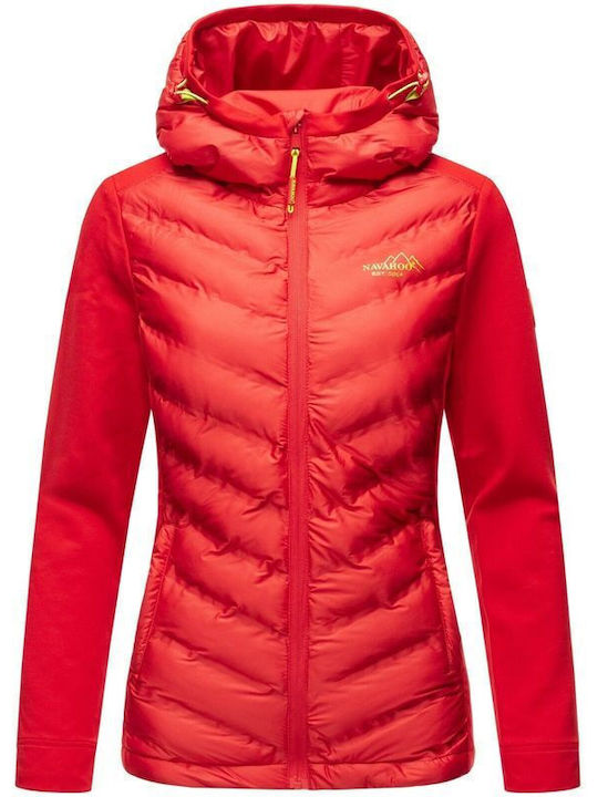 Navahoo Women's Hiking Short Puffer Jacket Waterproof and Windproof for Winter RED NAV-NMM-RED