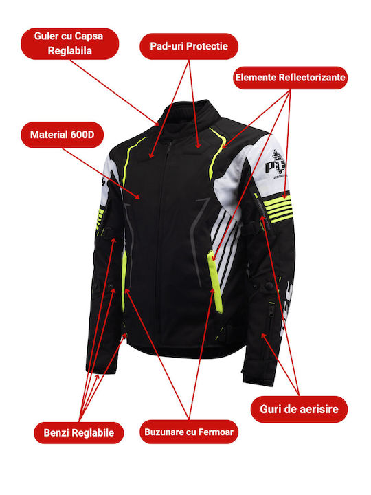 Мъжко Мотоциклетно яке Cordura Водоустойчив Черен