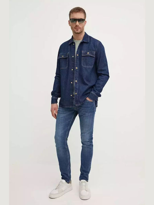 Pepe Jeans Ανδρικό Πουκάμισο Overshirt Τζιν με Κανονική Γραμμή Μπλε