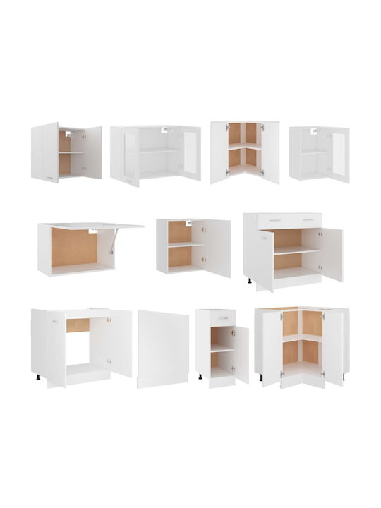 Комплект Кухненски Шкафове Висящи и Подови с плот за работа White 240x57x141.5бр