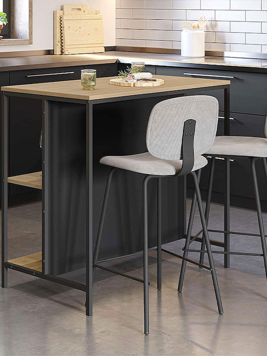 Detroit Tisch Bar Holz mit Metallgestell Sapphire Oak - Silky Black 100x60x95cm