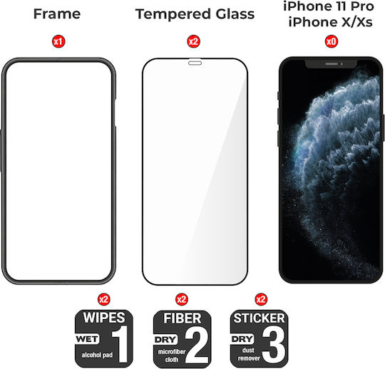 Amdetech 3D Tempered Glass 2buc (iPhone 11 Pro)
