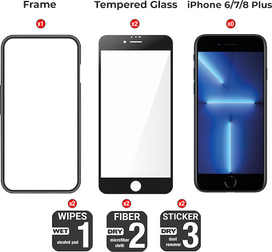 Amdetech 3D Tempered Glass 2τμχ (iPhone 8 Plus / 7 Plus)