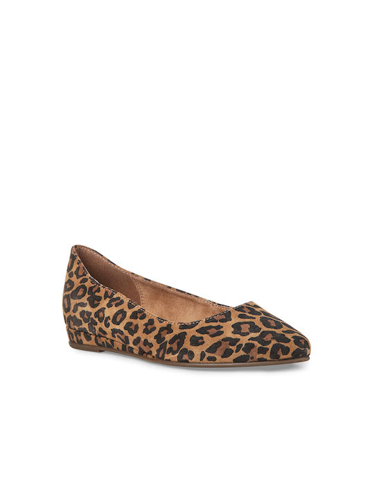 Tamaris Anatomic Leather Leopard Ballerinas Brown