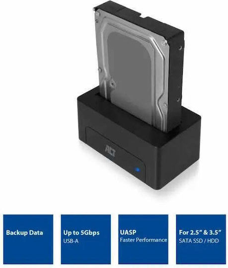 Act Ac1500 Docking Station Σκληρών Δίσκων SATA 2.5" / 3.5" με σύνδεση USB 3.2