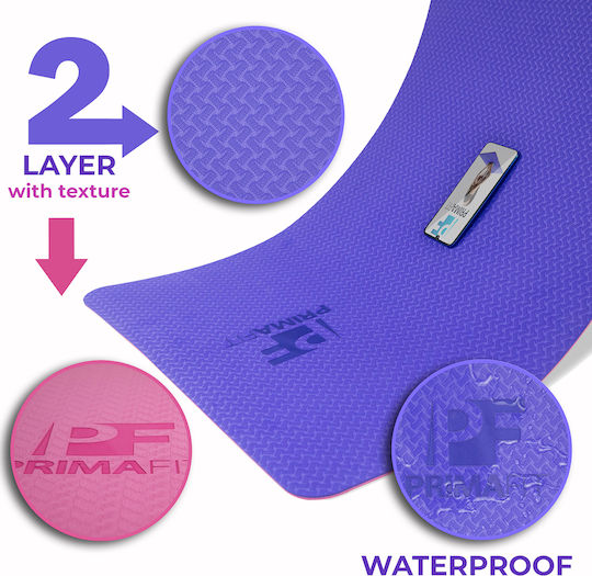 PrimaFit Στρώμα Γυμναστικής Yoga Μωβ (183x61cm)