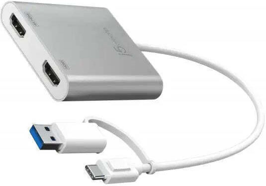 J5create JCA365 Конвертор USB-C Мъжки към HDMI 2x Женски Сив