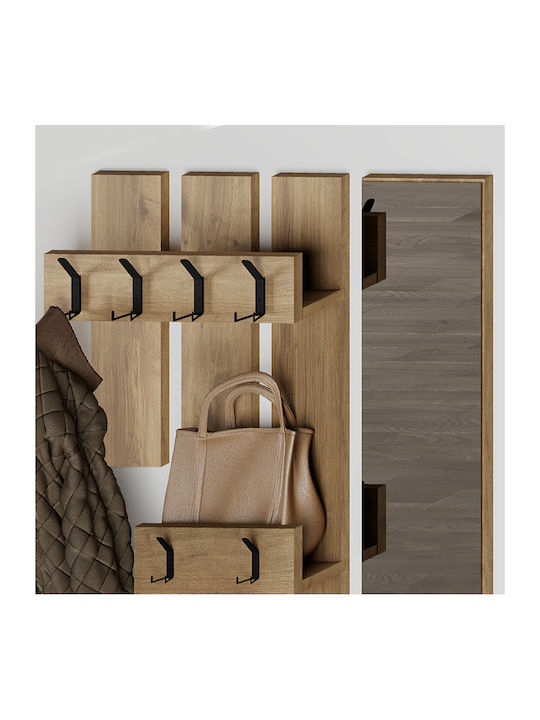 Vesty Entry Furniture with Mirror / Hanger & Shoe Rack Open Walnut 100x30x61cm