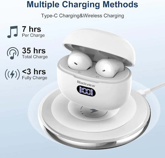 BlackView AirBuds 7 Bluetooth Handsfree Earphones with Sweat Resistance and Charging Case White